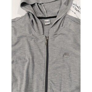 Vintage Y2K Nike Swoosh Zip Up Hoodie Gray Sweatshirt Orange Tag Women Large